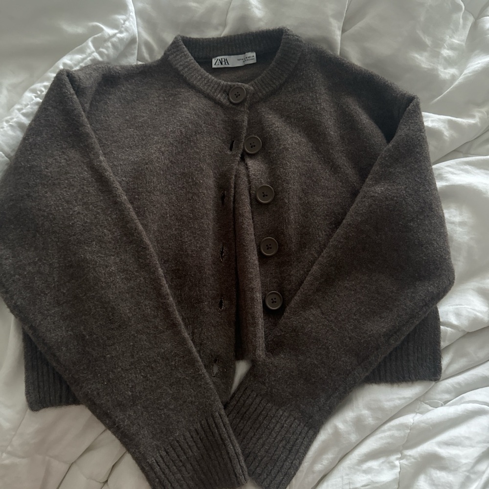 Zara Brown Button Cardigan Sweater